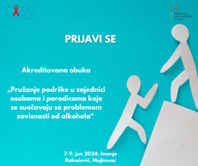 Prijava za obuku „Pružanje podrške u zajednici osobama i porodicama koje se suočavaju sa problemom zavisnosti od alkohola“